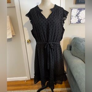 Women’s polka dot black on black dress from Loft